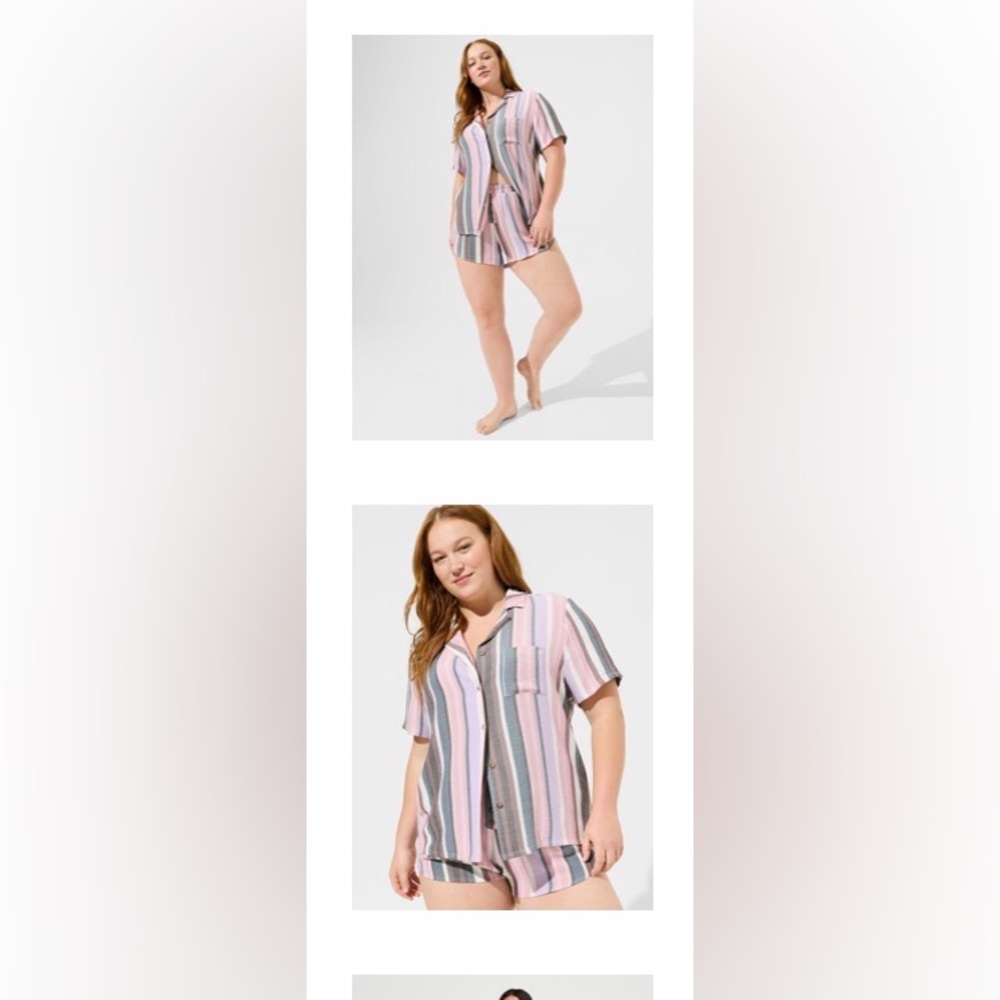 torrid Striped Short Pajama Set in Pink, Blue, Gray
